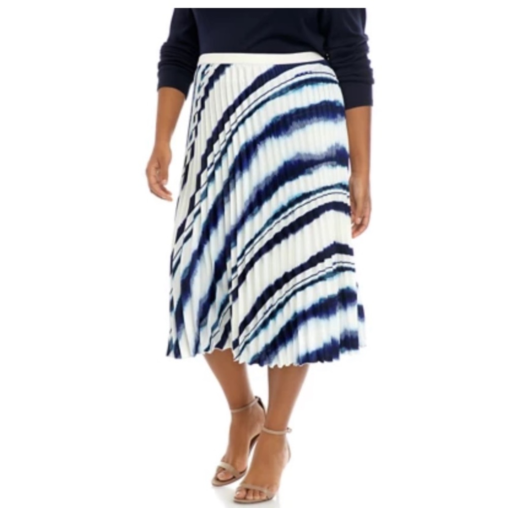NWT The Limited white and blue pleated striped skirt size 22w plus size